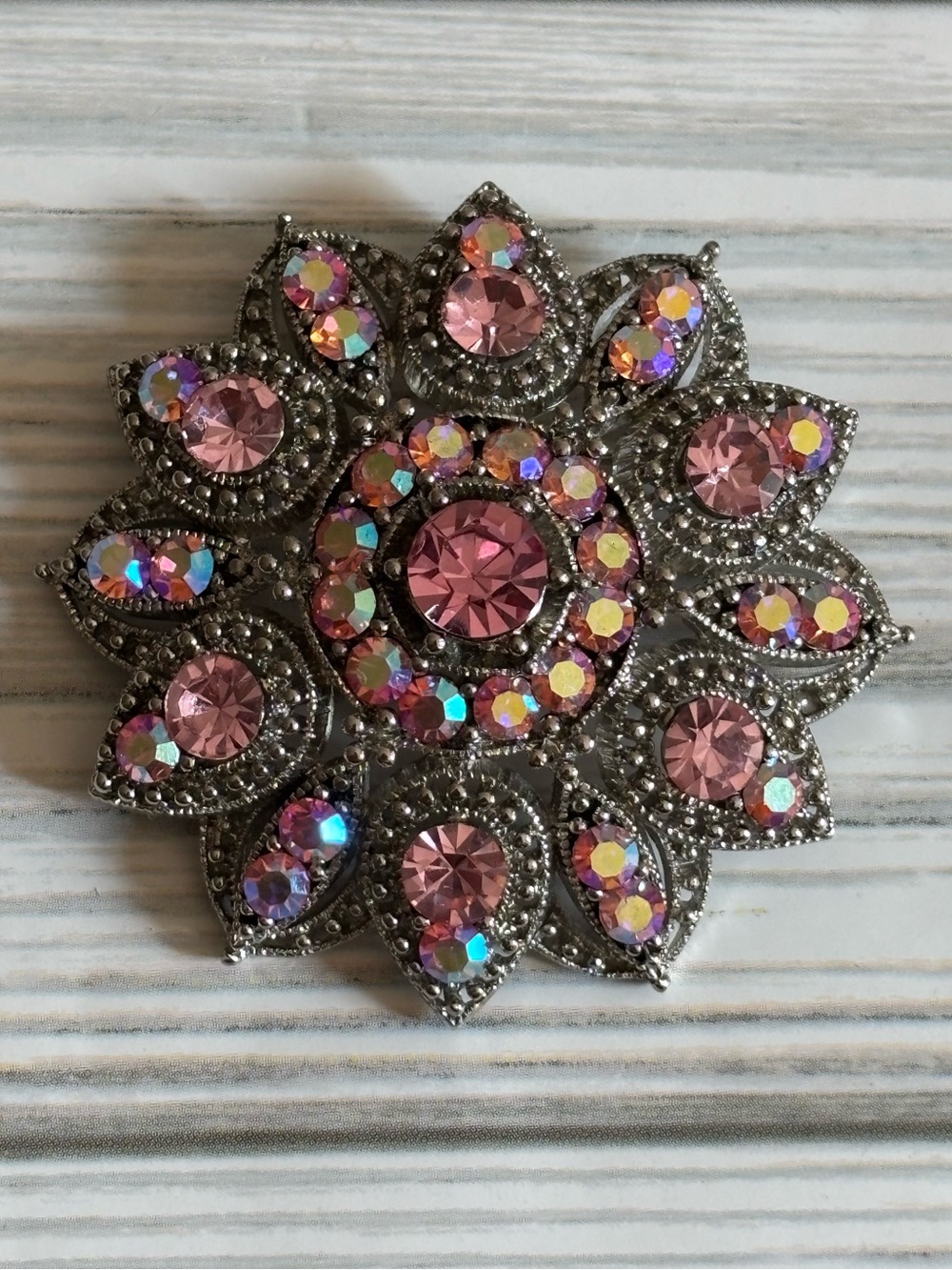 Pink Crystal Floral Statement Brooch